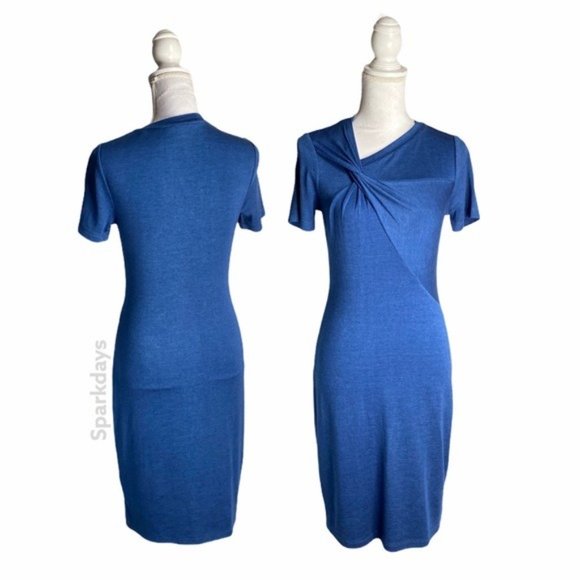 Elie Tahari Blue Short Sleeve Mini Sweater Dress - Picture 8 of 8
